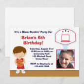 Invitation de fête d'anniversaire de basket-ball (Devant / Derrière)