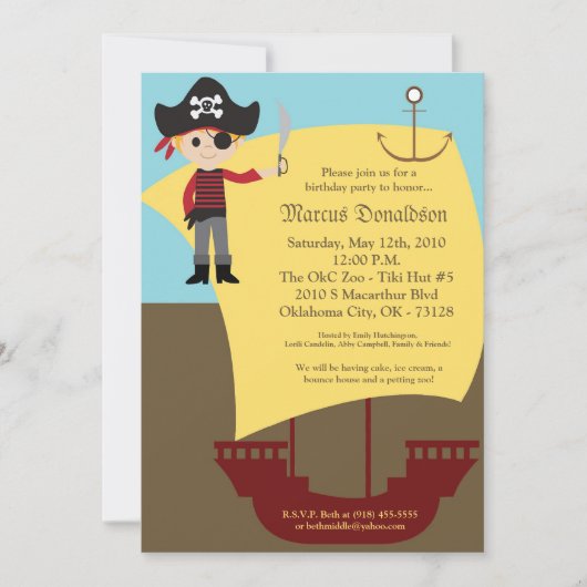 invitation de fête d'anniversaire de bateau de (Devant)