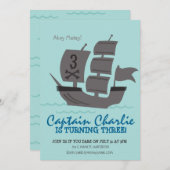 Invitation de fête d'anniversaire de bateau de (Devant / Derrière)