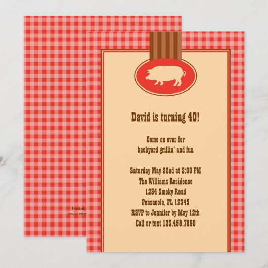 Invitation de fête d'anniversaire de BBQ (Devant / Derrière)