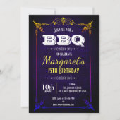 Invitation de fête d'anniversaire de BBQ de bleu (Devant)