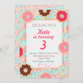 Invitation de fête d'anniversaire de beignet (Devant / Derrière)