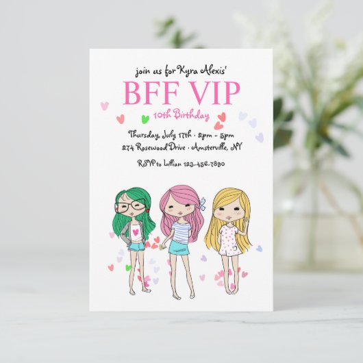 Invitation de fête d'anniversaire de BFF VIP (Debout devant)