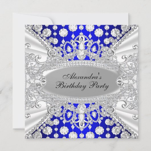 Invitation de fête d'anniversaire de bijou de diam (Devant)