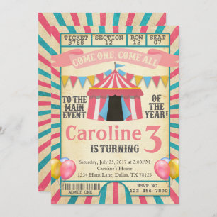 Invitation de fête d'anniversaire de billet de