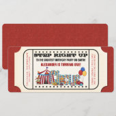 Invitation de fête d'anniversaire de billet de cir (Devant / Derrière)