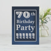 Invitation de fête d'anniversaire de bleu marine (Debout devant)