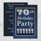 Invitation de fête d'anniversaire de bleu marine (Devant / Derrière)