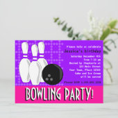 Invitation de fête d'anniversaire de bowling - (Debout devant)
