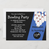 Invitation de fête d'anniversaire de bowling (Devant)
