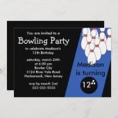 Invitation de fête d'anniversaire de bowling (Devant / Derrière)