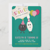 Invitation de fête d'anniversaire de bowling - (Devant)