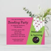 Invitation de fête d'anniversaire de bowling (Debout devant)