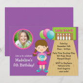 Invitation de fête d'anniversaire de bowling avec (Devant / Derrière)