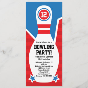Invitation de fête d'anniversaire de bowling avec
