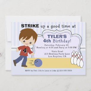 Invitation de fête d'anniversaire de bowling de