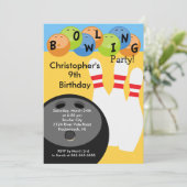 Invitation de fête d'anniversaire de bowling rétro (Debout devant)