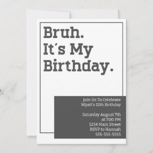 Invitation de fête d'anniversaire de Bruh Invitati