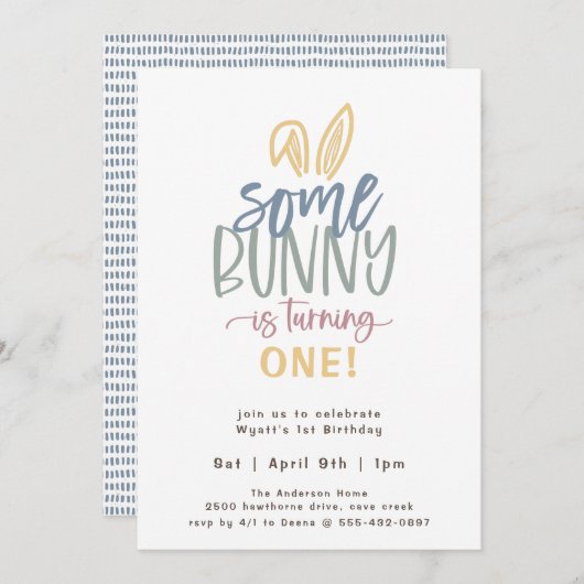 Invitation De Fête D'Anniversaire De Bunny (Devant / Derrière)