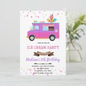 Invitation de fête d'anniversaire de camion de gla (Debout devant)