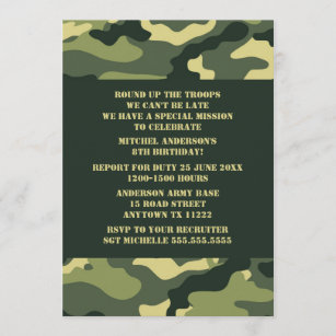 Invitations Faire Part Cartes Anniversaire Militaire Zazzle Be