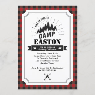Invitation de fête d'anniversaire de camp
