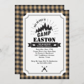 Invitation de fête d'anniversaire de camp (Devant / Derrière)