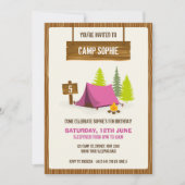 Invitation de fête d'anniversaire de camping - (Devant)