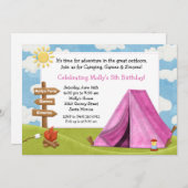 Invitation de fête d'anniversaire de camping pour (Devant / Derrière)