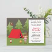 Invitation de fête d'anniversaire de camping pour (Debout devant)