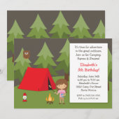 Invitation de fête d'anniversaire de camping pour (Devant / Derrière)