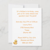 Invitation de fête d'anniversaire de Canard Chance (Dos)