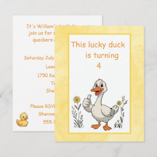Invitation de fête d'anniversaire de Canard Chance