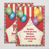 Invitation de fête d'anniversaire de carnaval de (Devant / Derrière)