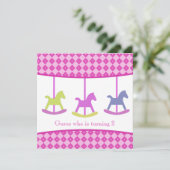 Invitation de fête d'anniversaire de carrousel (Debout devant)