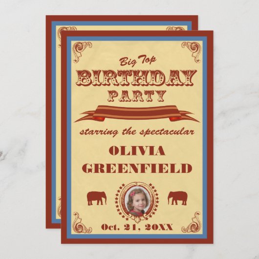 Invitation de fête d'anniversaire de chapiteau (Devant / Derrière)