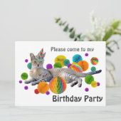 Invitation de fête d'anniversaire de chat de (Debout devant)