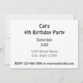 Invitation de fête d'anniversaire de chat de (Dos)