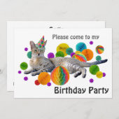 Invitation de fête d'anniversaire de chat de (Devant / Derrière)