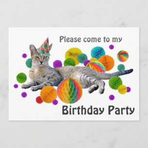 Invitation de fête d'anniversaire de chat de