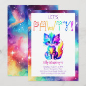 Invitation de fête d'anniversaire de chat Partie s (Devant / Derrière)