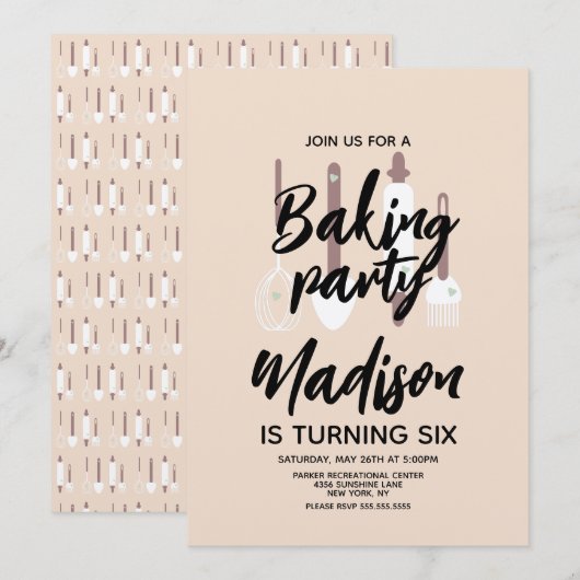 Invitation de fête d'anniversaire de chef pâtissie (Devant / Derrière)