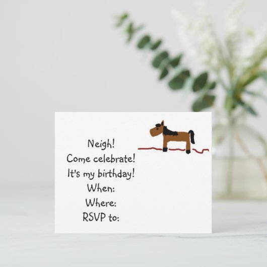 Invitation de fête d'anniversaire de cheval (Debout devant)