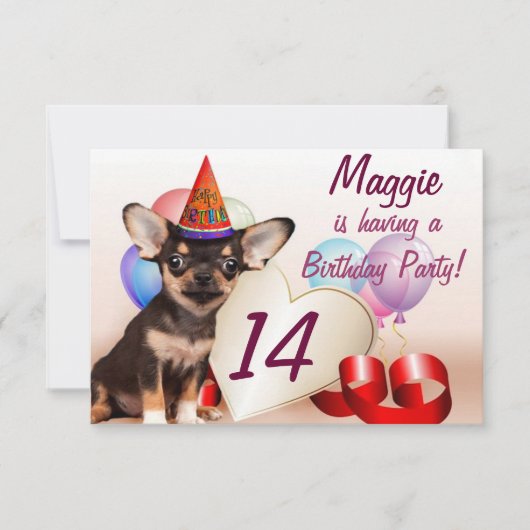 Invitation de fête d'anniversaire de chien de (Devant)
