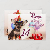 Invitation de fête d'anniversaire de chien de (Devant / Derrière)