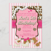 Invitation de fête d'anniversaire de chiot de (Devant / Derrière)