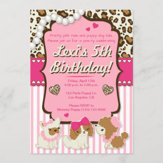 Invitation de fête d'anniversaire de chiot de
