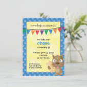 Invitation de fête d'anniversaire de chiot de (Debout devant)