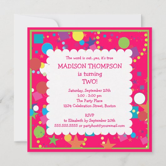 Invitation de fête d'anniversaire de cirque de (Dos)