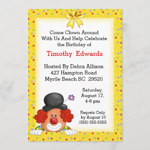 Invitation de fête d'anniversaire de clown